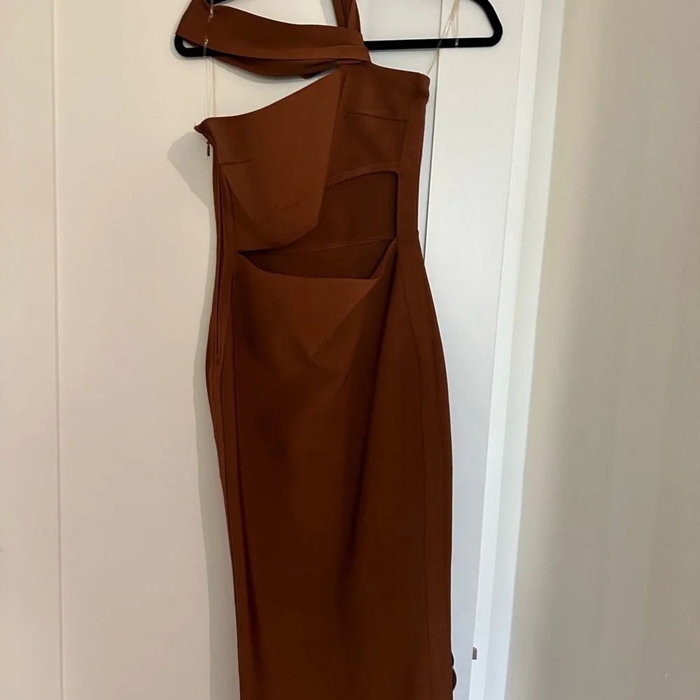 House of Cb Aina Bandage Tan Brown Cutout Dress - Picture 4 of 6